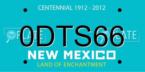 0DTS66 New Mexico License Plate