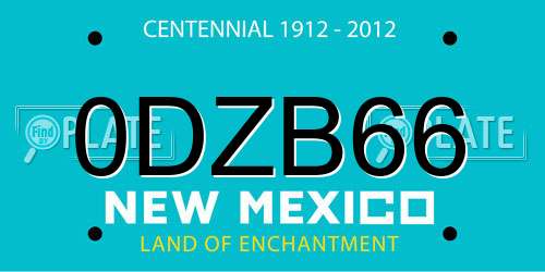 0DZB66 New Mexico License Plate