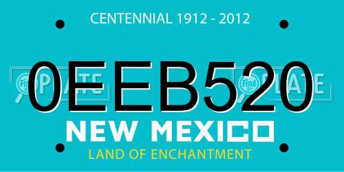 0EEB520 New Mexico License Plate