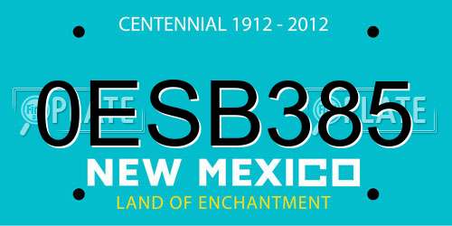 0ESB385 New Mexico License Plate