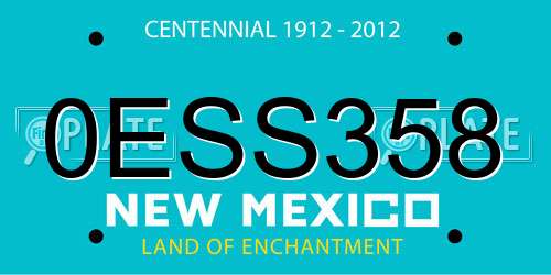 0ESS358 New Mexico License Plate