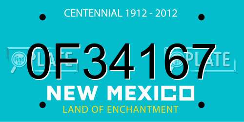 0F34167 New Mexico License Plate