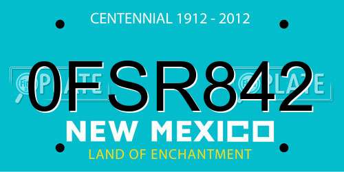 0FSR842 New Mexico License Plate