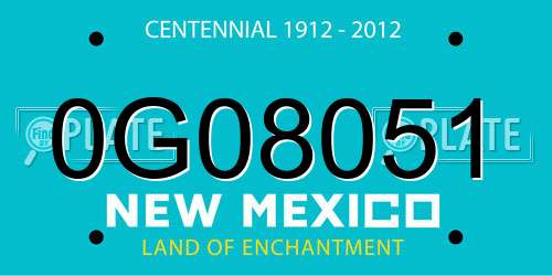 0G08051 New Mexico License Plate