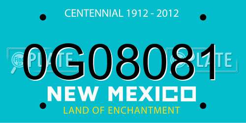 0G08081 New Mexico License Plate