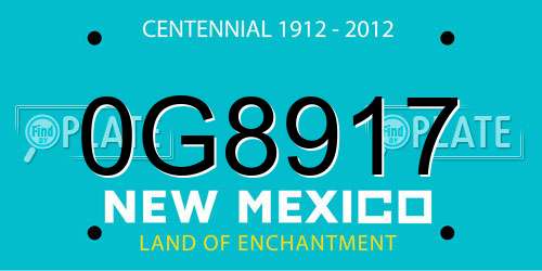 0G8917 New Mexico License Plate