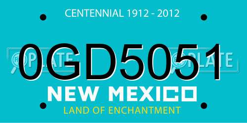 0GD5051 New Mexico License Plate