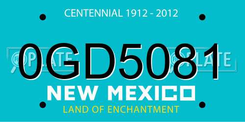 0GD5081 New Mexico License Plate