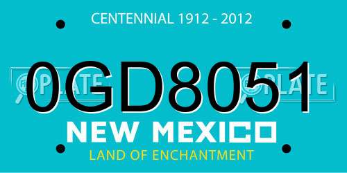 0GD8051 New Mexico License Plate