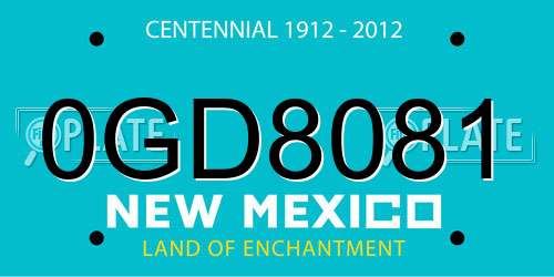 0GD8081 New Mexico License Plate