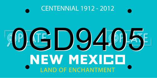 0GD9405 New Mexico License Plate
