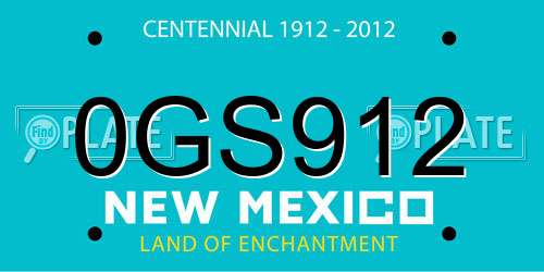 0GS912 New Mexico License Plate