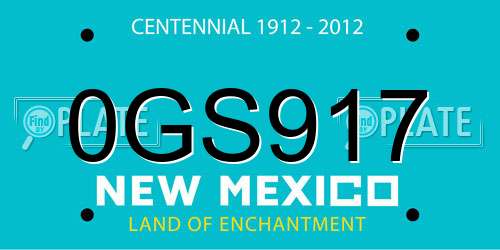 0GS917 New Mexico License Plate