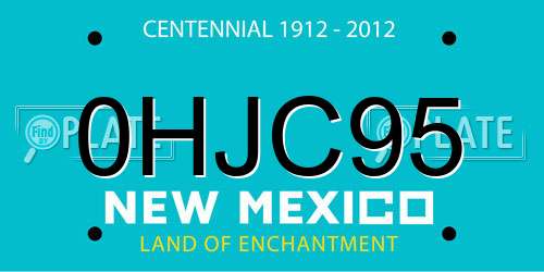 0HJC95 New Mexico License Plate