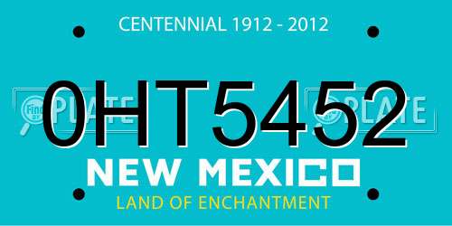 0HT5452 New Mexico License Plate