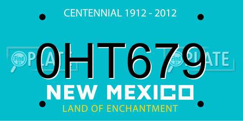 0HT679 New Mexico License Plate