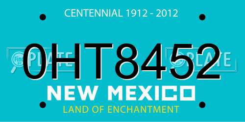 0HT8452 New Mexico License Plate