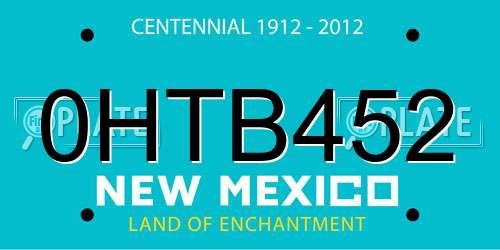 0HTB452 New Mexico License Plate