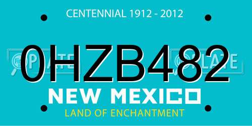 0HZB482 New Mexico License Plate