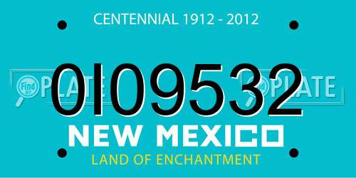 0I09532 New Mexico License Plate