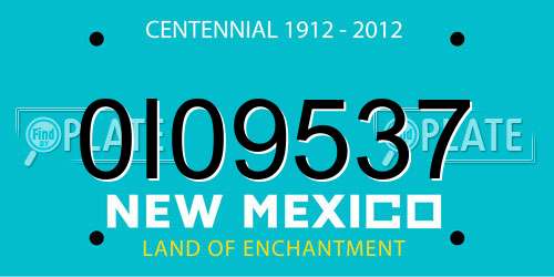 0I09537 New Mexico License Plate