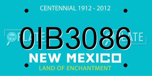 0IB3086 New Mexico License Plate