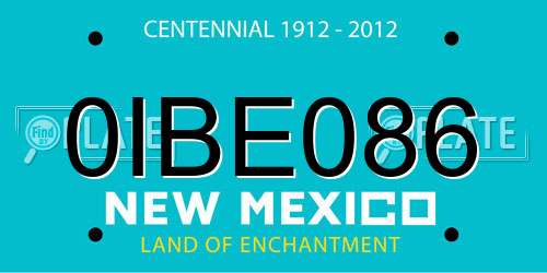 0IBE086 New Mexico License Plate
