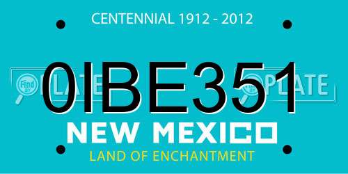 0IBE351 New Mexico License Plate
