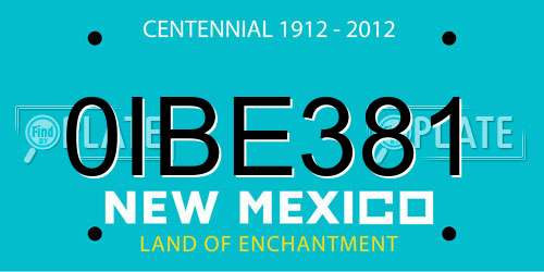 0IBE381 New Mexico License Plate
