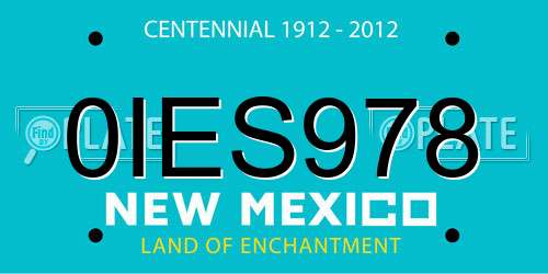 0IES978 New Mexico License Plate