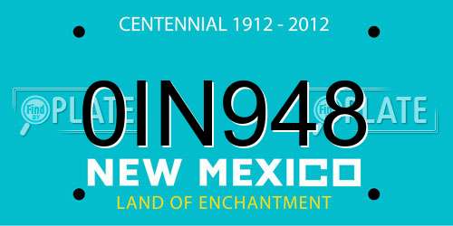 0IN948 New Mexico License Plate