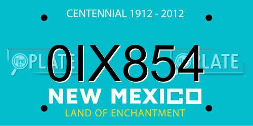 0IX854 New Mexico License Plate