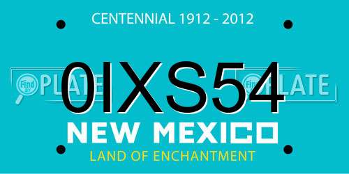 0IXS54 New Mexico License Plate