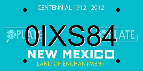 0IXS84 New Mexico License Plate