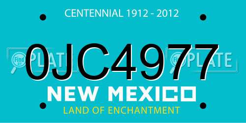 0JC4977 New Mexico License Plate