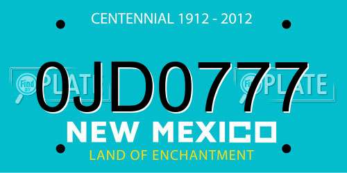 0JD0777 New Mexico License Plate