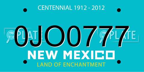0JO0777 New Mexico License Plate