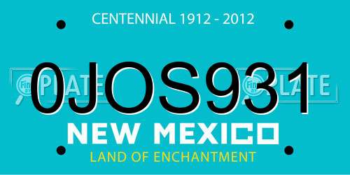 0JOS931 New Mexico License Plate