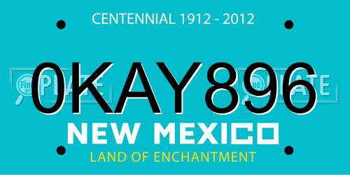 0KAY896 New Mexico License Plate