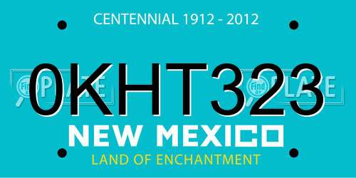 0KHT323 New Mexico License Plate
