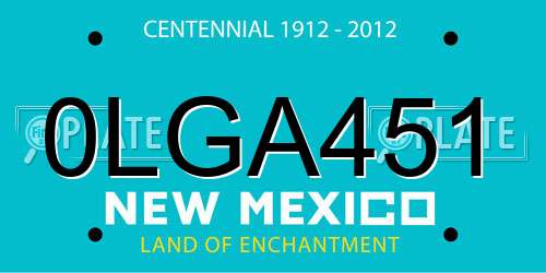 0LGA451 New Mexico License Plate