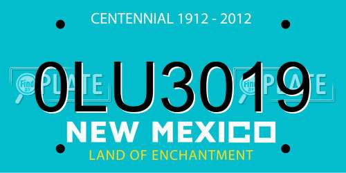 0LU3019 New Mexico License Plate