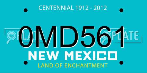 0MD561 New Mexico License Plate