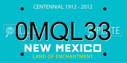 0MQL33 New Mexico License Plate