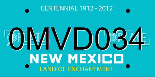 0MVD034 New Mexico License Plate