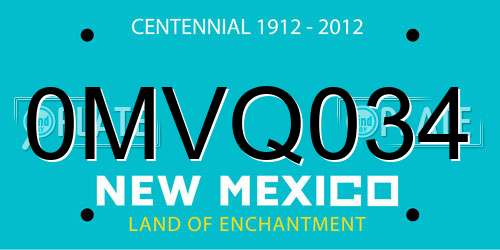 0MVQ034 New Mexico License Plate