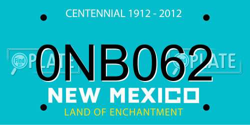 0NB062 New Mexico License Plate