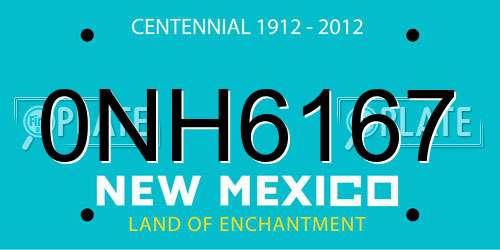 0NH6167 New Mexico License Plate