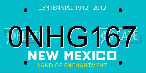 0NHG167 New Mexico License Plate