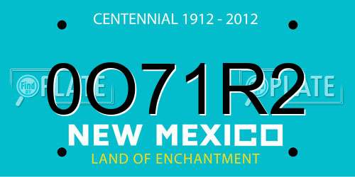 0O71R2 New Mexico License Plate